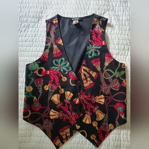 Vintage Classic V-Neck Festive Christmas Bells Women's Vest by 111 Main, Sz M